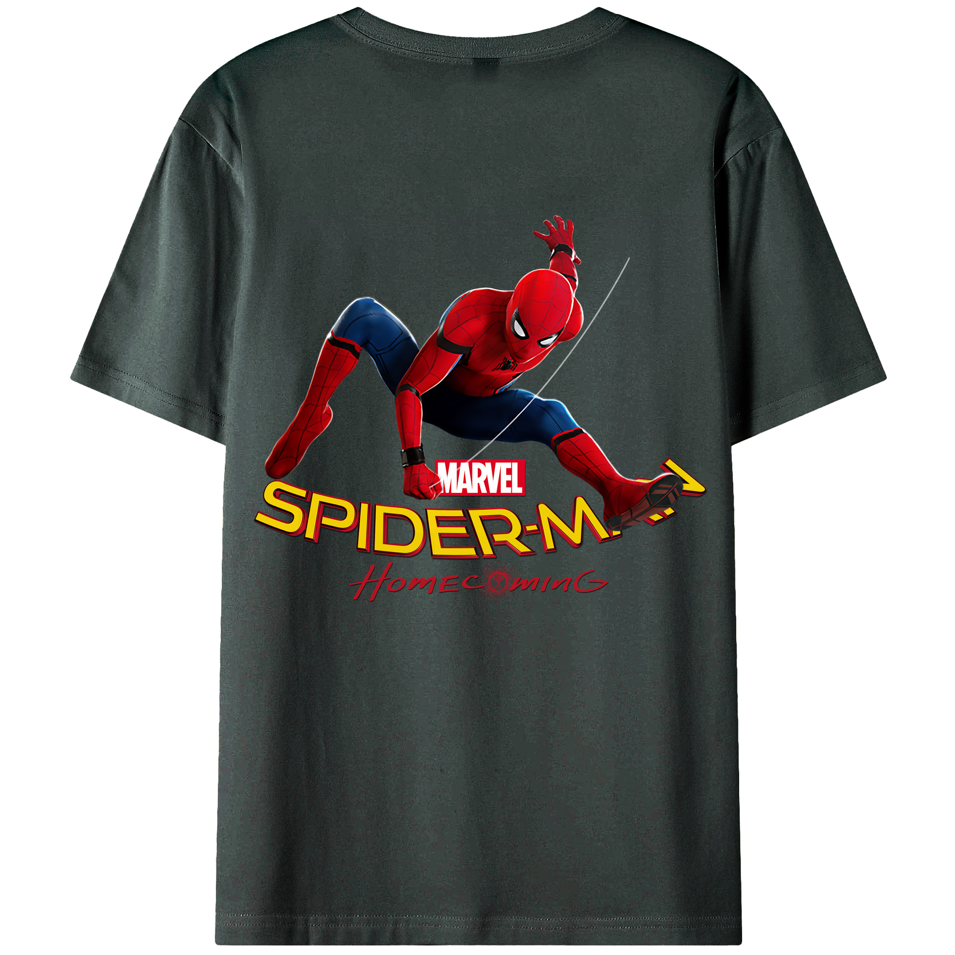 （画像用） Spider Man スパイダーマン 綿100％ メンズ半袖Tシャツ（バックプリント） 通気性